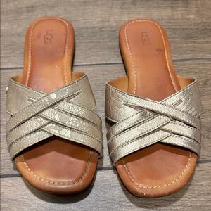 UGG Women's Gold Crisscross Slide Sandals